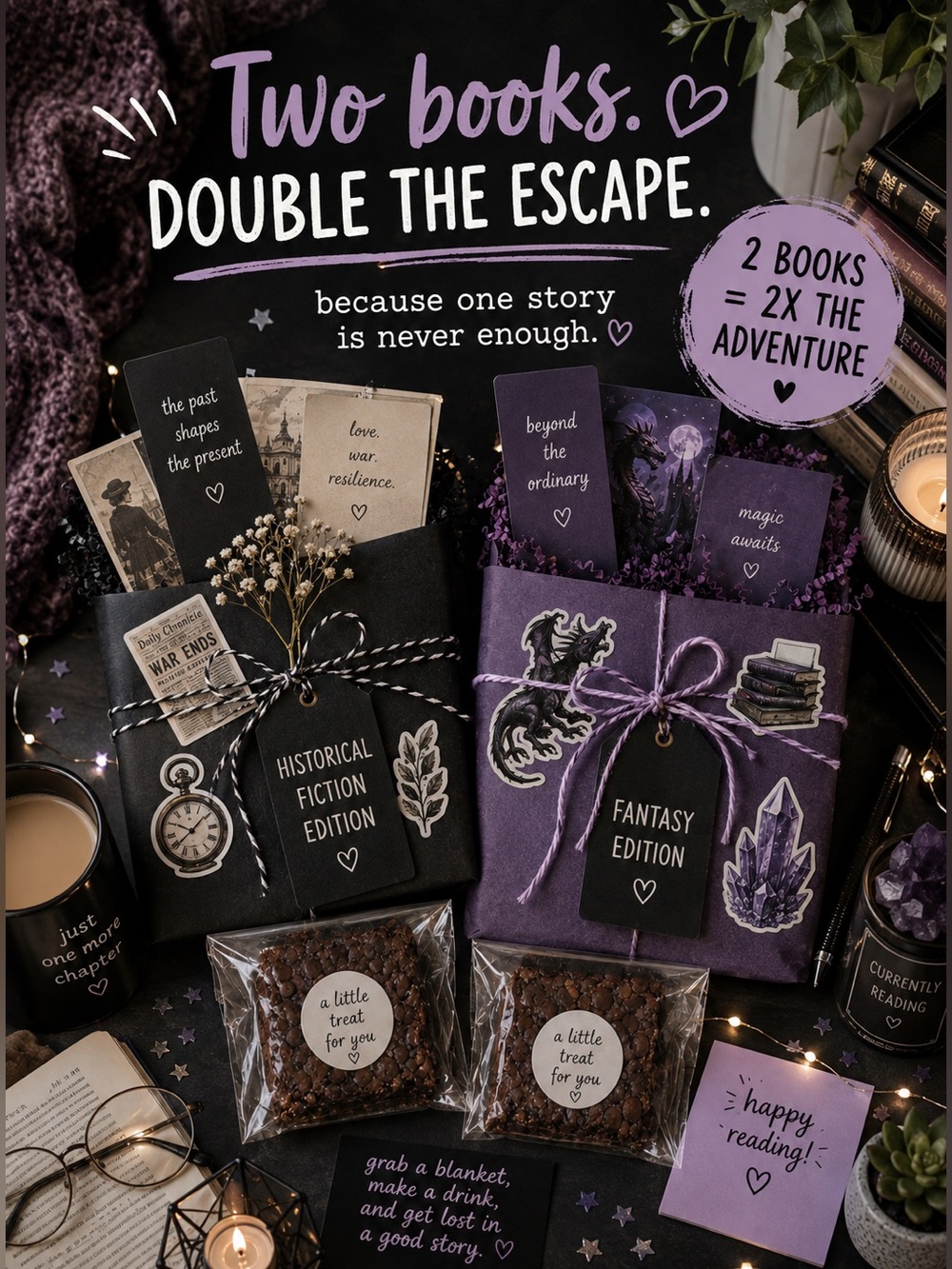 Blind Date With 2 Books - You Pick Genres, Great Gift for Book Lovers!